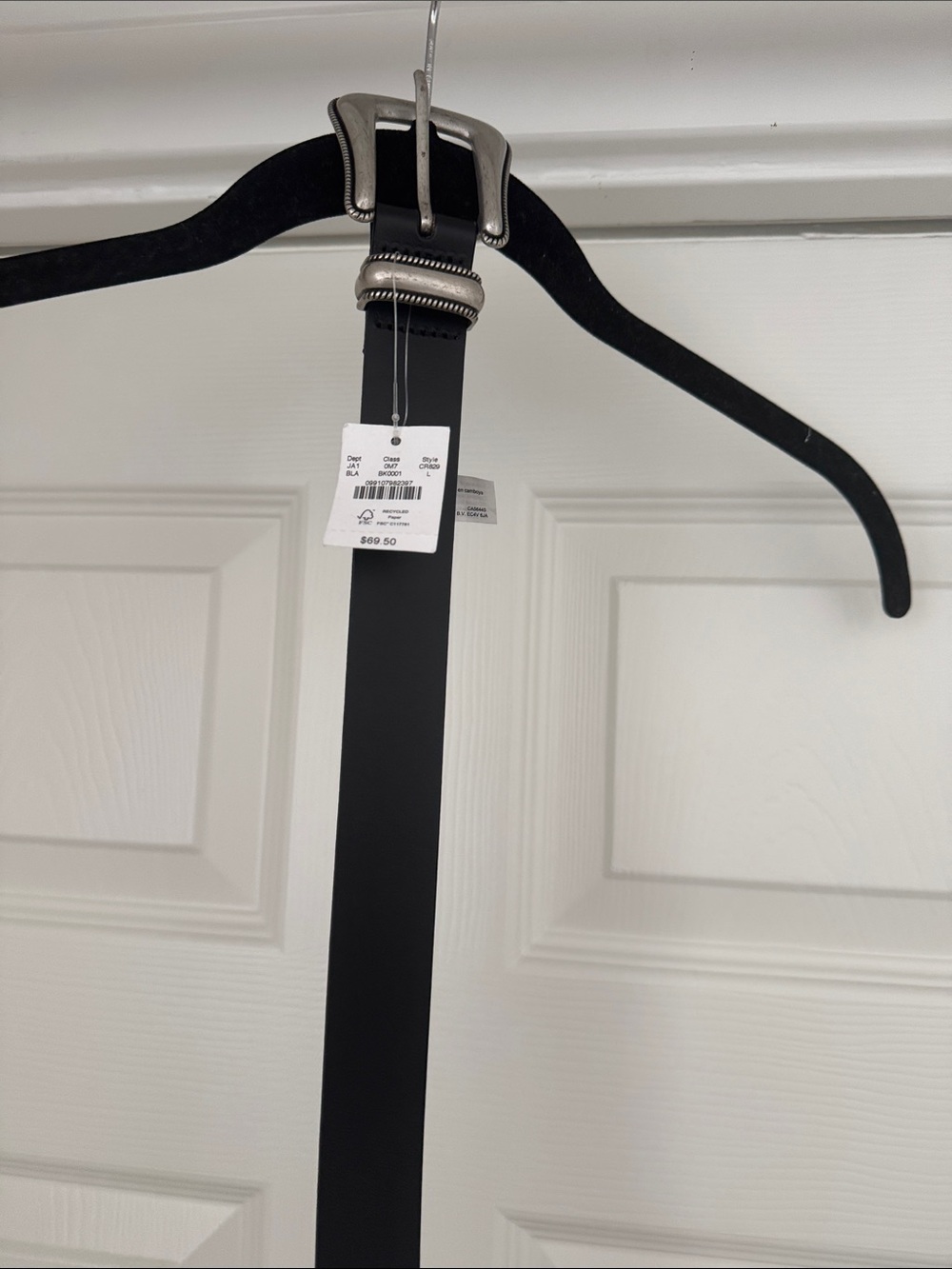 J. Crew Black Leather Belt with Silver Buckle
